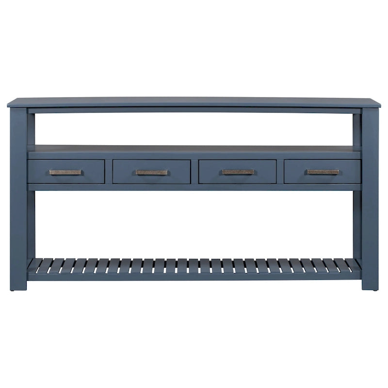 62.2 Modern Console Table with 4 Drawers and 2 Shelves