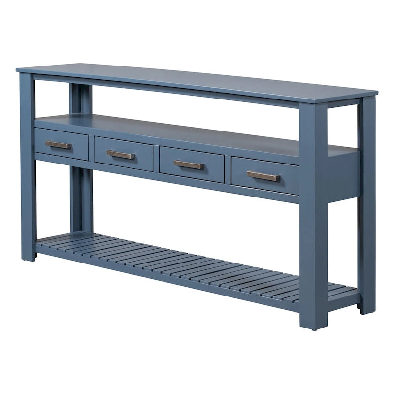 62.2 Modern Console Table with 4 Drawers and 2 Shelves