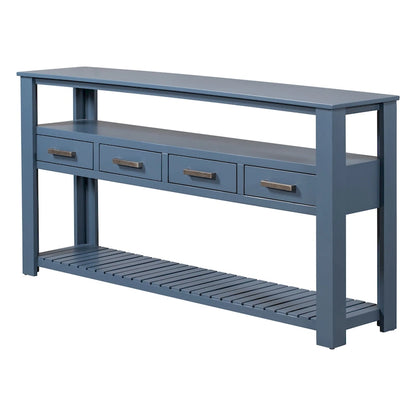 62.2 Modern Console Table with 4 Drawers and 2 Shelves