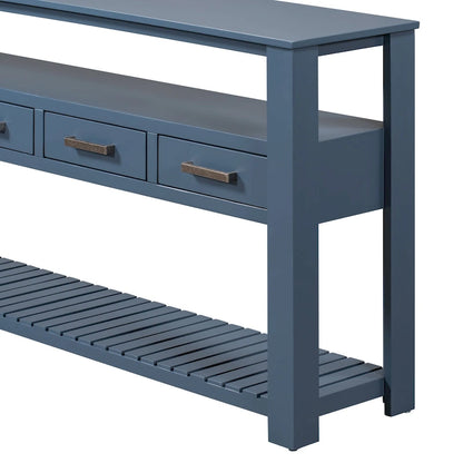 62.2 Modern Console Table with 4 Drawers and 2 Shelves