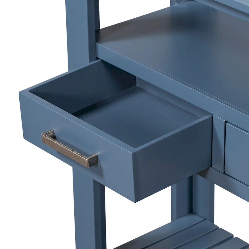 62.2 Modern Console Table with 4 Drawers and 2 Shelves