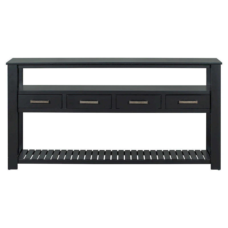 62.2 Modern Console Table with 4 Drawers and 2 Shelves