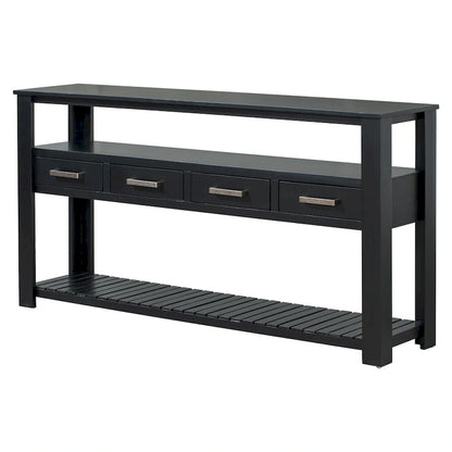 62.2 Modern Console Table with 4 Drawers and 2 Shelves