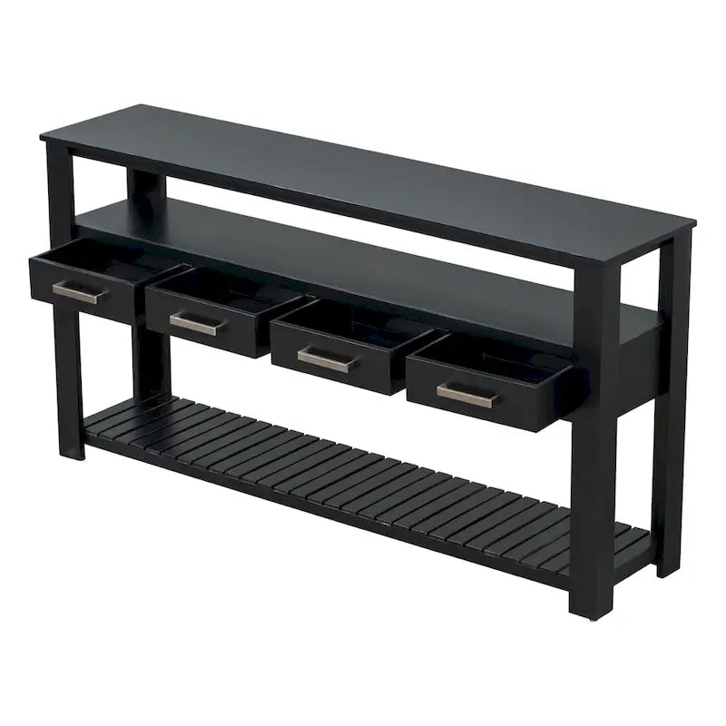 62.2 Modern Console Table with 4 Drawers and 2 Shelves