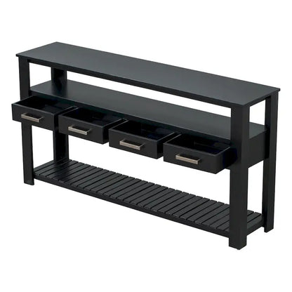 62.2 Modern Console Table with 4 Drawers and 2 Shelves