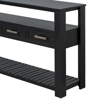 62.2 Modern Console Table with 4 Drawers and 2 Shelves