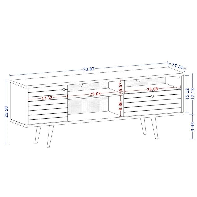 Manhattan Comfort Liberty 70.86 In. Mid Century-Modern Media Cabinet Console