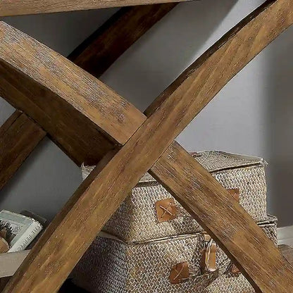 Vown Rustic Oak 48-inch Solid Wood 1-Shelf Sofa Table by