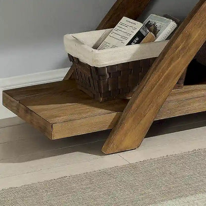 Vown Rustic Oak 48-inch Solid Wood 1-Shelf Sofa Table by