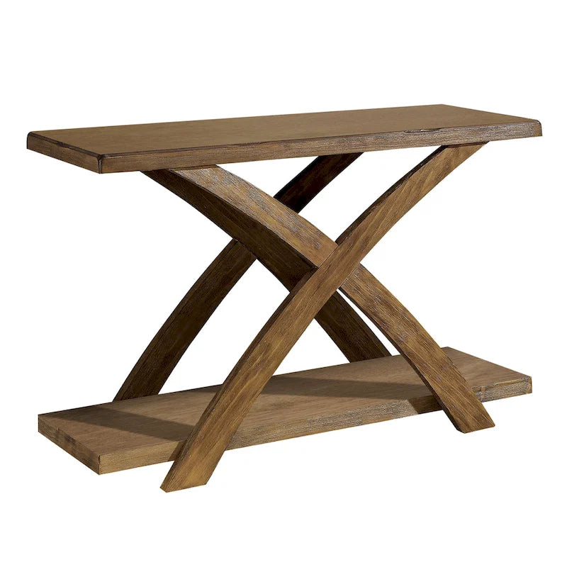 Vown Rustic Oak 48-inch Solid Wood 1-Shelf Sofa Table by