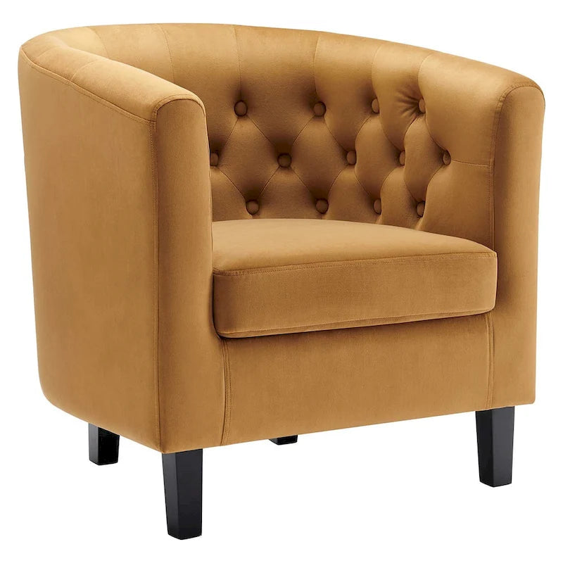 Bristol Classic Cognac Velvet Button Tufted Tub Chair
