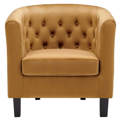 Bristol Classic Cognac Velvet Button Tufted Tub Chair