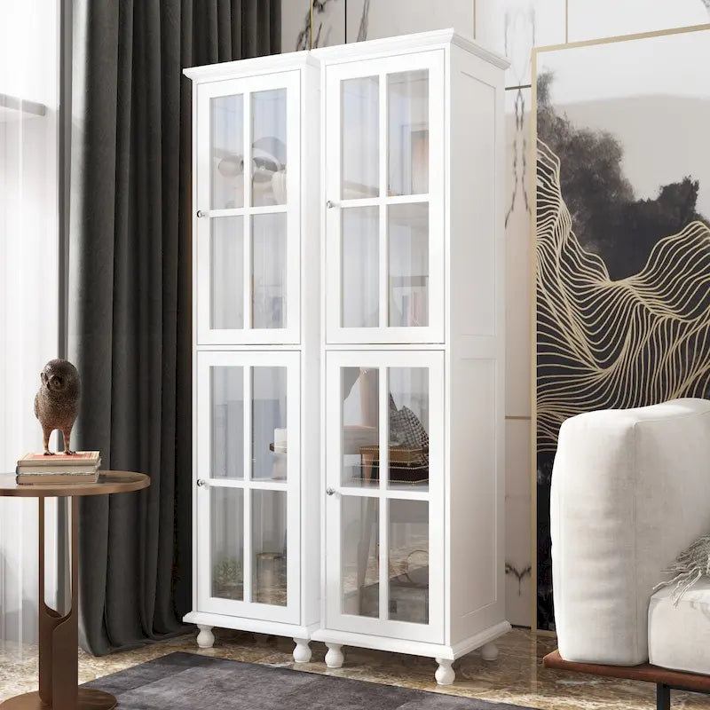 Cabinet Set with Tempered GlassStorage & TV Stand Combo Organization - SideCabinet+TVStand