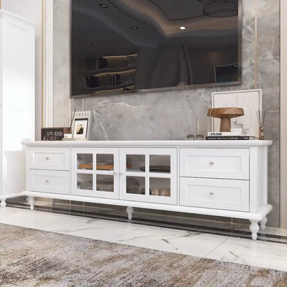 Cabinet Set with Tempered GlassStorage & TV Stand Combo Organization - SideCabinet+TVStand