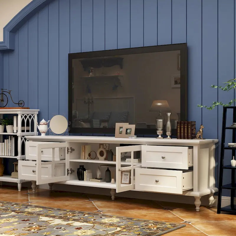 Cabinet Set with Tempered GlassStorage & TV Stand Combo Organization - SideCabinet+TVStand