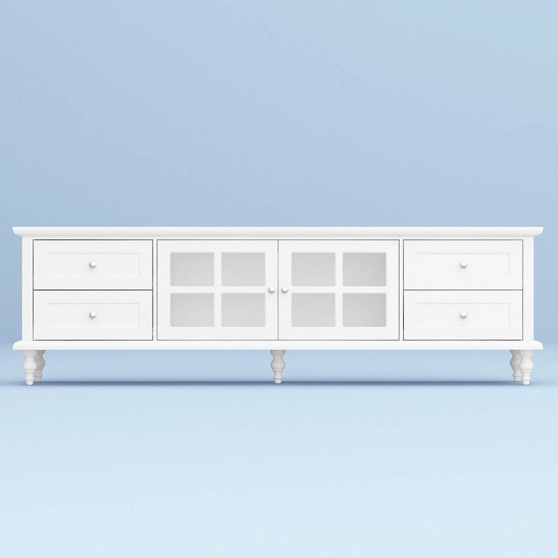 Cabinet Set with Tempered GlassStorage & TV Stand Combo Organization - SideCabinet+TVStand