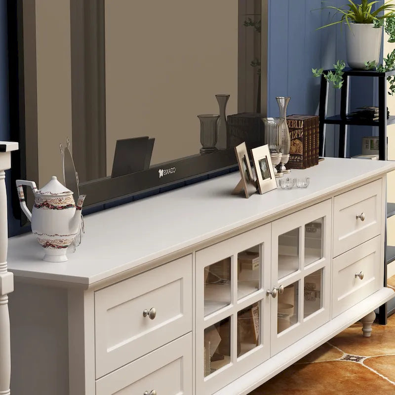 Cabinet Set with Tempered GlassStorage & TV Stand Combo Organization - SideCabinet+TVStand
