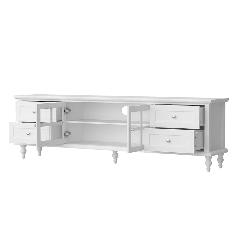 Cabinet Set with Tempered GlassStorage & TV Stand Combo Organization - SideCabinet+TVStand