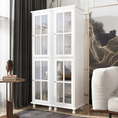 Cabinet Set with Tempered GlassStorage & TV Stand Combo Organization - SideCabinet+TVStand