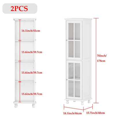 Cabinet Set with Tempered GlassStorage & TV Stand Combo Organization - SideCabinet+TVStand