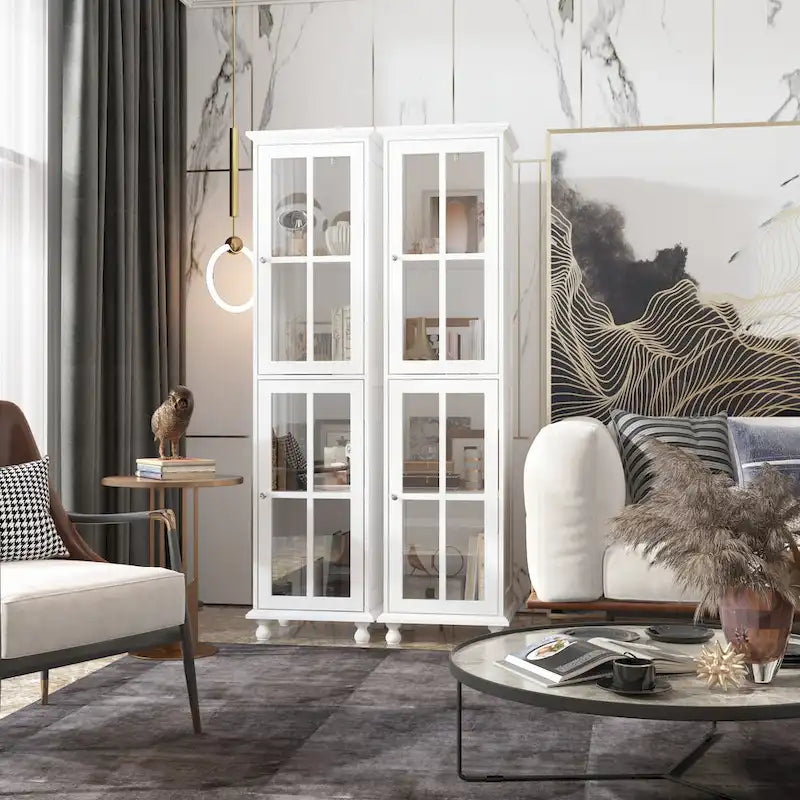 Cabinet Set with Tempered GlassStorage & TV Stand Combo Organization - SideCabinet+TVStand
