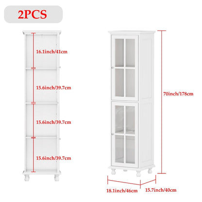 Cabinet Set with Tempered GlassStorage & TV Stand Combo Organization - SideCabinet+TVStand