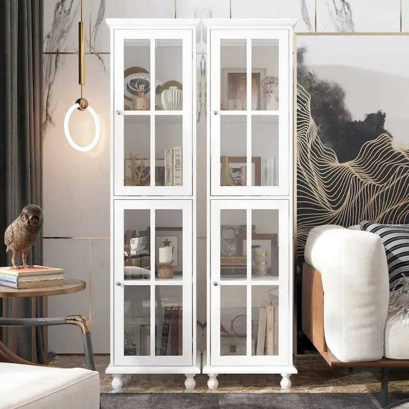 Cabinet Set with Tempered GlassStorage & TV Stand Combo Organization - SideCabinet+TVStand