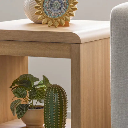 Modern Wood Table Rounded Edges Modern Wood End Table with Rounded Corners & Dual USB Charging Ports ...
