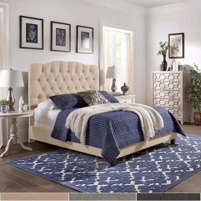 Ginny Adjustable Diamond-tufted Camel Back Bed by 