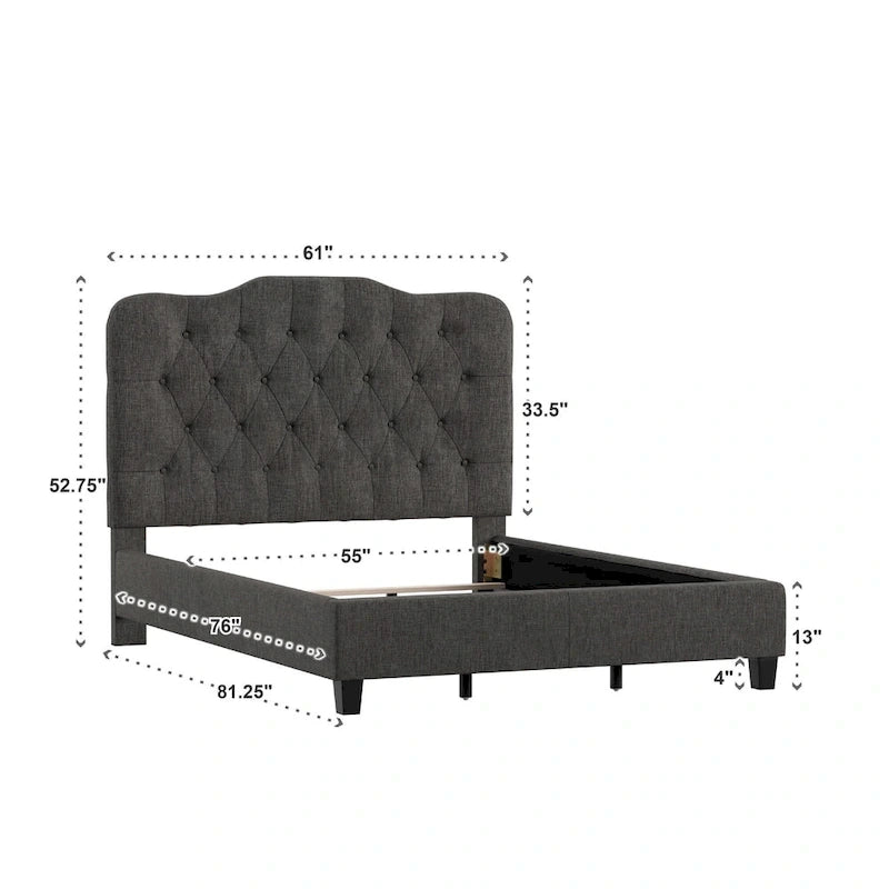 Ginny Adjustable Diamond-tufted Camel Back Bed by
