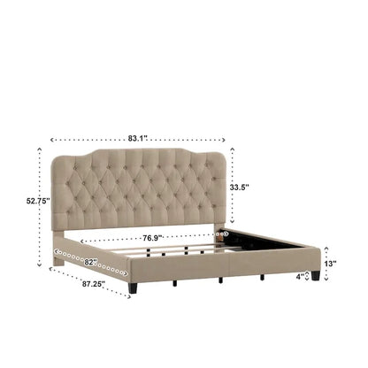 Ginny Adjustable Diamond-tufted Camel Back Bed by
