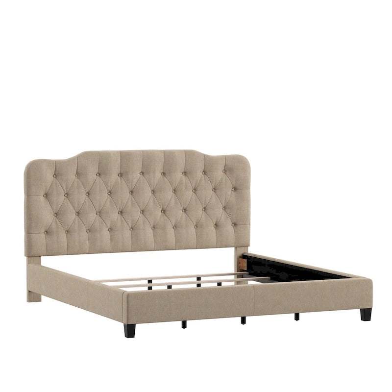 Ginny Adjustable Diamond-tufted Camel Back Bed by