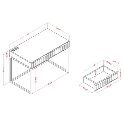 Bird Modern 42-inch Metal Computer Desk with USBs by