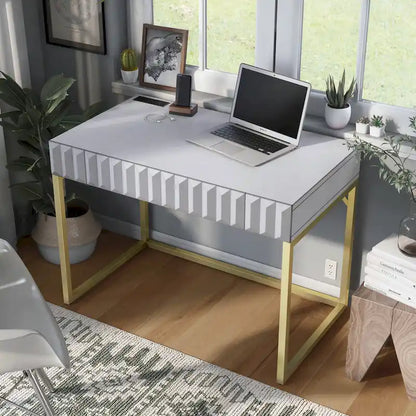 Bird Modern 42-inch Metal Computer Desk with USBs by