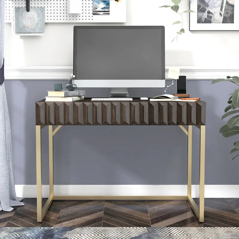 Bird Modern 42-inch Metal Computer Desk with USBs by