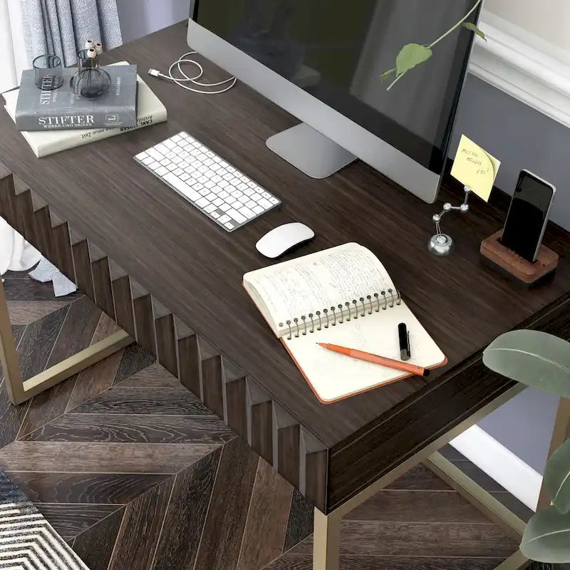 Bird Modern 42-inch Metal Computer Desk with USBs by