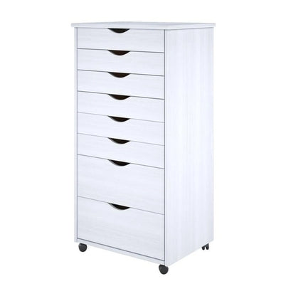 Adeptus Original Roll Cart, Solid Wood, 6 Plus 2 Drawer Extra Wide Roll Cart, White