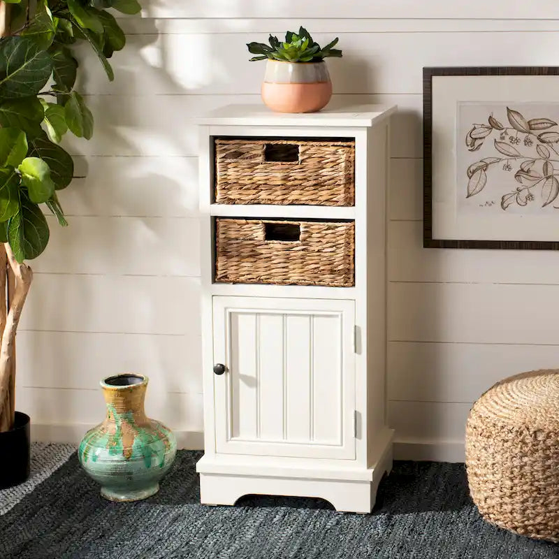  Golda Distressed White Cabinet