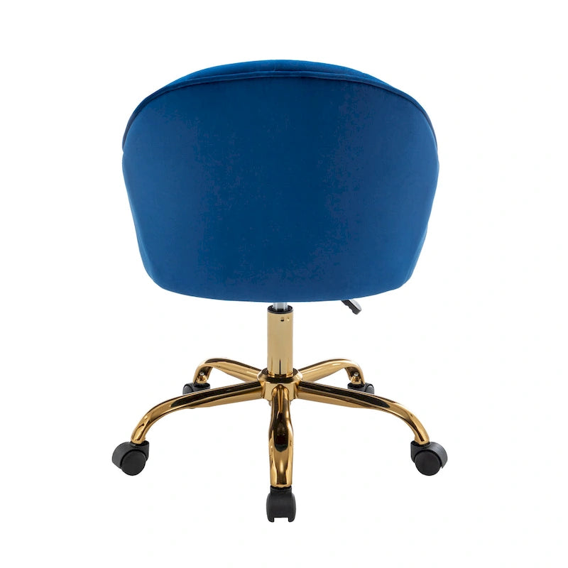 Ribbed Velvet Office Chair with 360° Swivel & Gold Chrome Base
