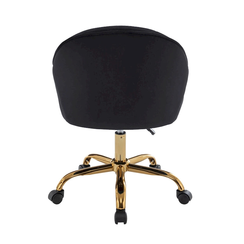 Ribbed Velvet Office Chair with 360° Swivel & Gold Chrome Base