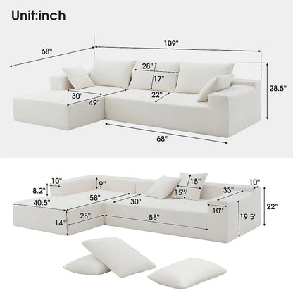109x68 Modular Sectional Living Room Sofa Set, Modern Minimalist Style Couch, Upholstered Sleeper Sofa
