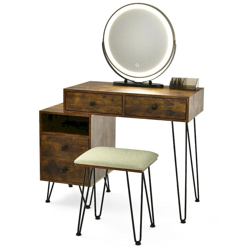 Modern Dressing Table with Storage Cabinet - 31.5 x 16 x 30 (L x W x H)