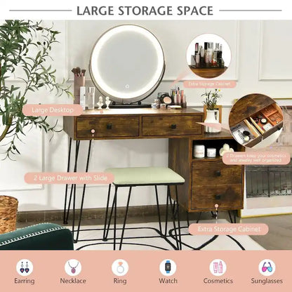 Modern Dressing Table with Storage Cabinet - 31.5 x 16 x 30 (L x W x H)