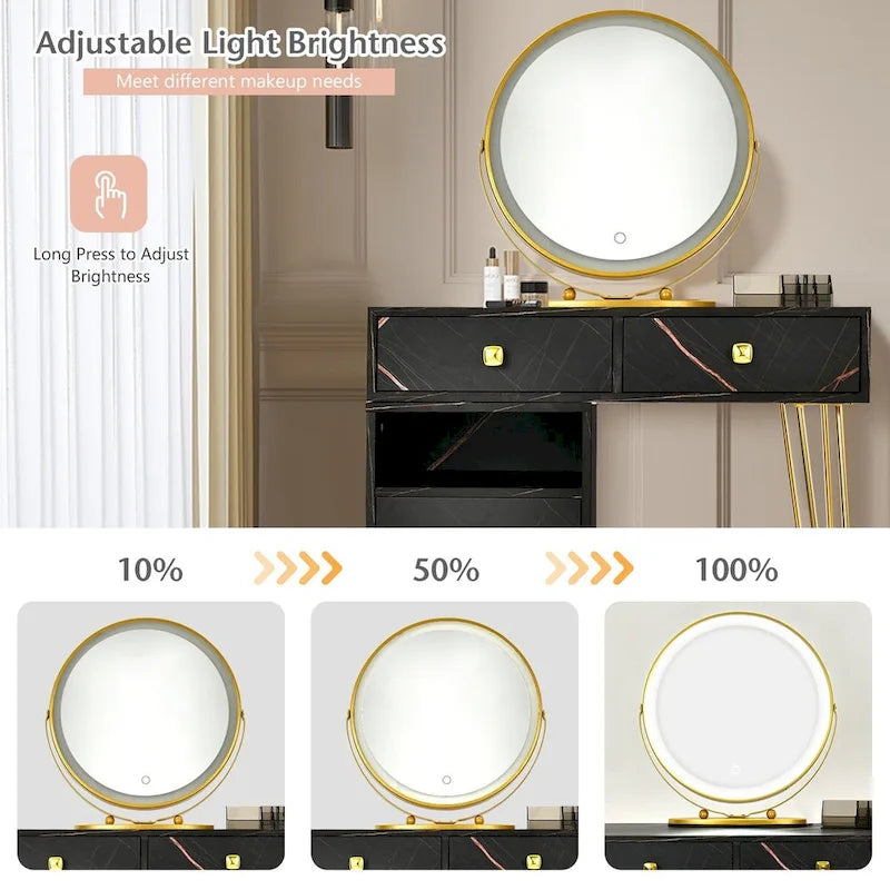 Modern Dressing Table with Storage Cabinet - 31.5 x 16 x 30 (L x W x H)