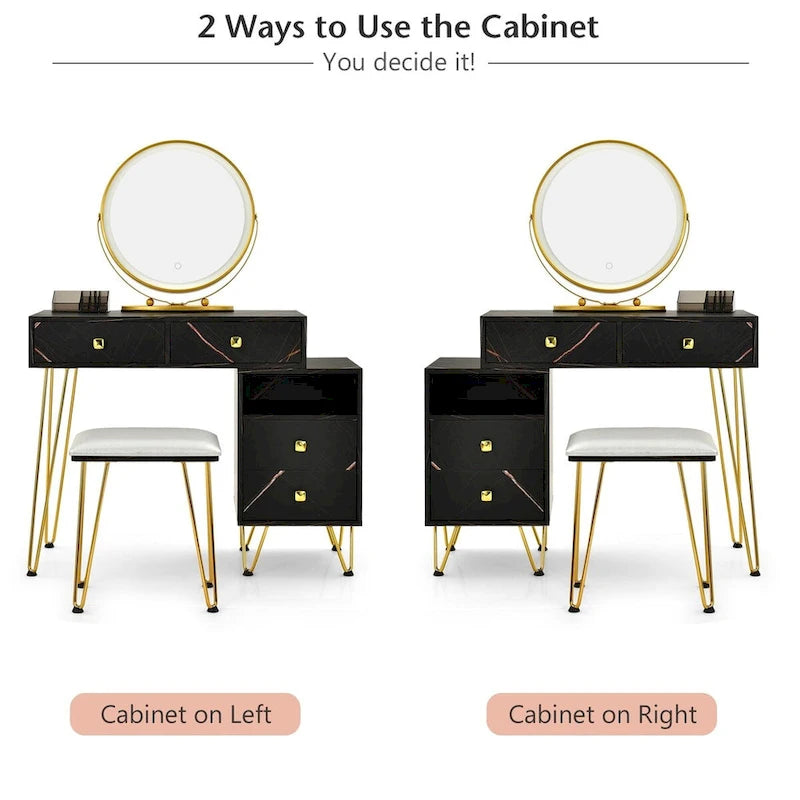 Modern Dressing Table with Storage Cabinet - 31.5 x 16 x 30 (L x W x H)