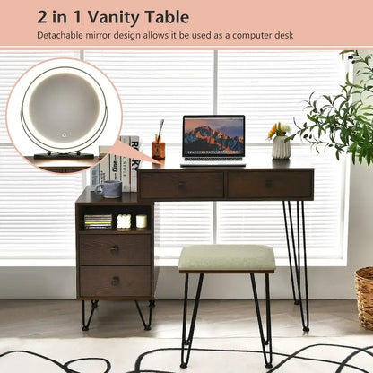 Modern Dressing Table with Storage Cabinet - 31.5 x 16 x 30 (L x W x H)