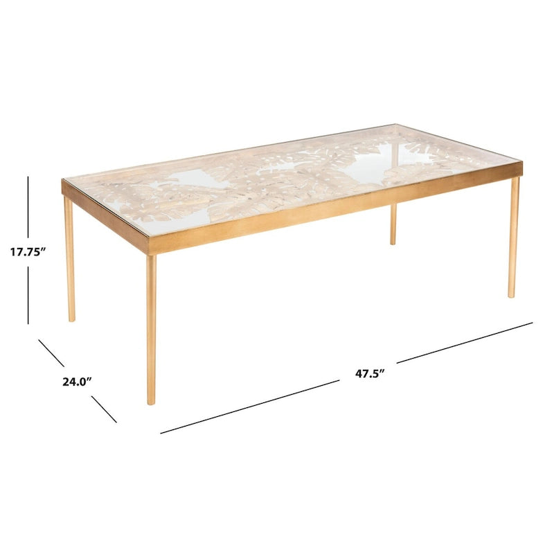 Rianda Palm Leaf Coffee Table - 24 x 47.5 x 18 - 24Wx48Dx18H