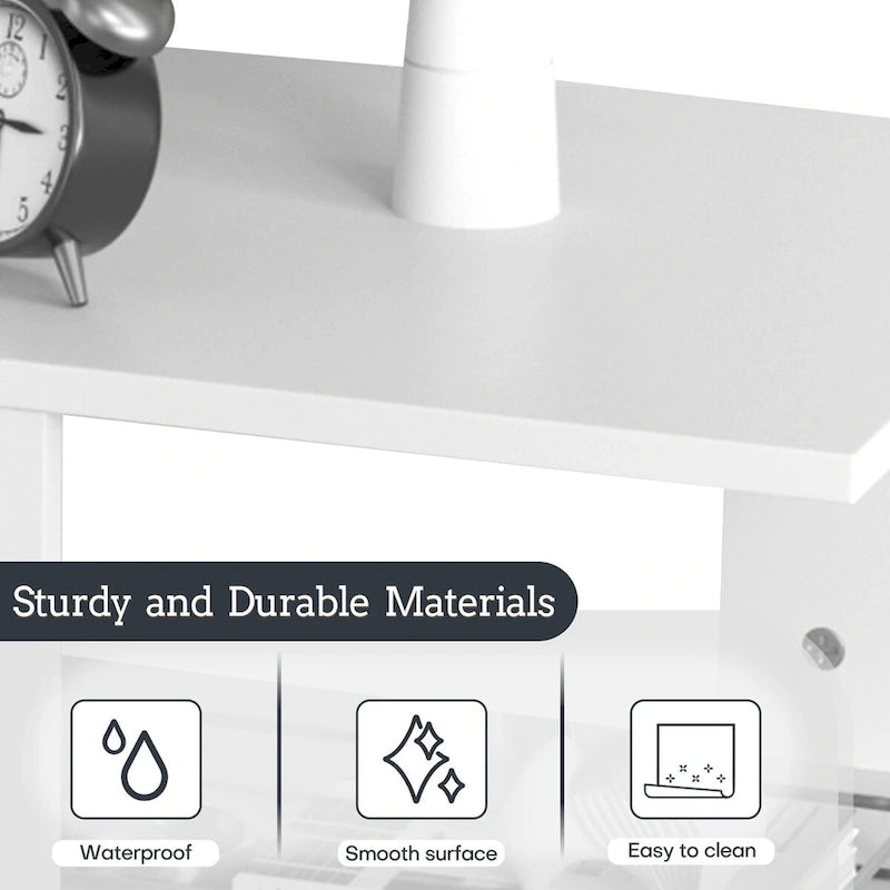 Modern 2-Tier Magic Cube Nightstands with Timeless Hollow Rectangle Design