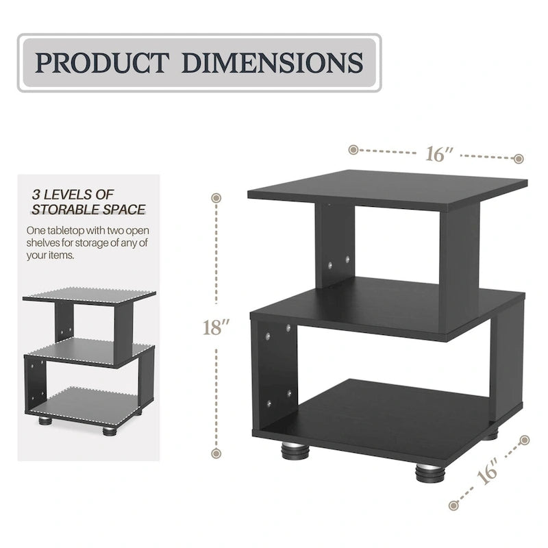 Modern 2-Tier Magic Cube Nightstands with Timeless Hollow Rectangle Design