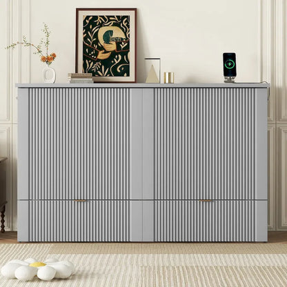 Queen Size Murphy Bed Wall Bed with drawer and a set of Sockets